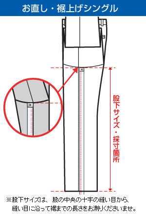 裾上げシングル（当店販売商品限定） お直し 紳士服通販 メンズスーツ